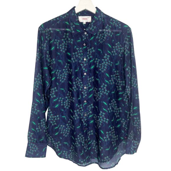 Xirena Beau Floral Print Long Sleeve Button-Up Shirt Navy/Green Women's Size XS - Picture 3 of 12
